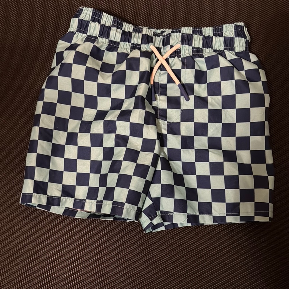 Cat & Jack Checkered Swim Trunks - Navy and White
